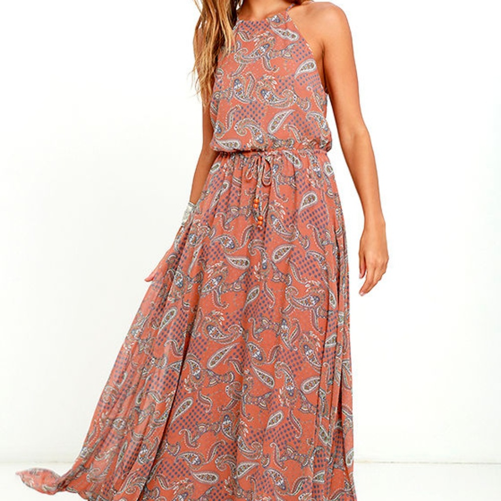 Gazebo spirit rust orange paisley print maxi dress